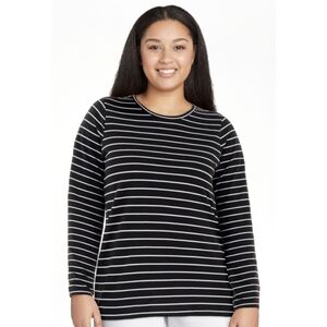 Time and Tru Long Sleeve Core T Shirt Black & White Striped XXL